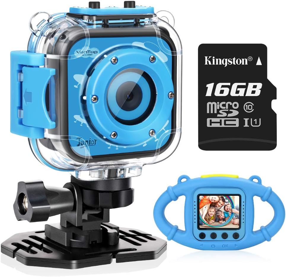 VanTop Junior K3 Kids Camera, 1080P Supported Waterproof Video Camera w/ 16Gb Memory Card, Extra Kid-Proof Silicon Case