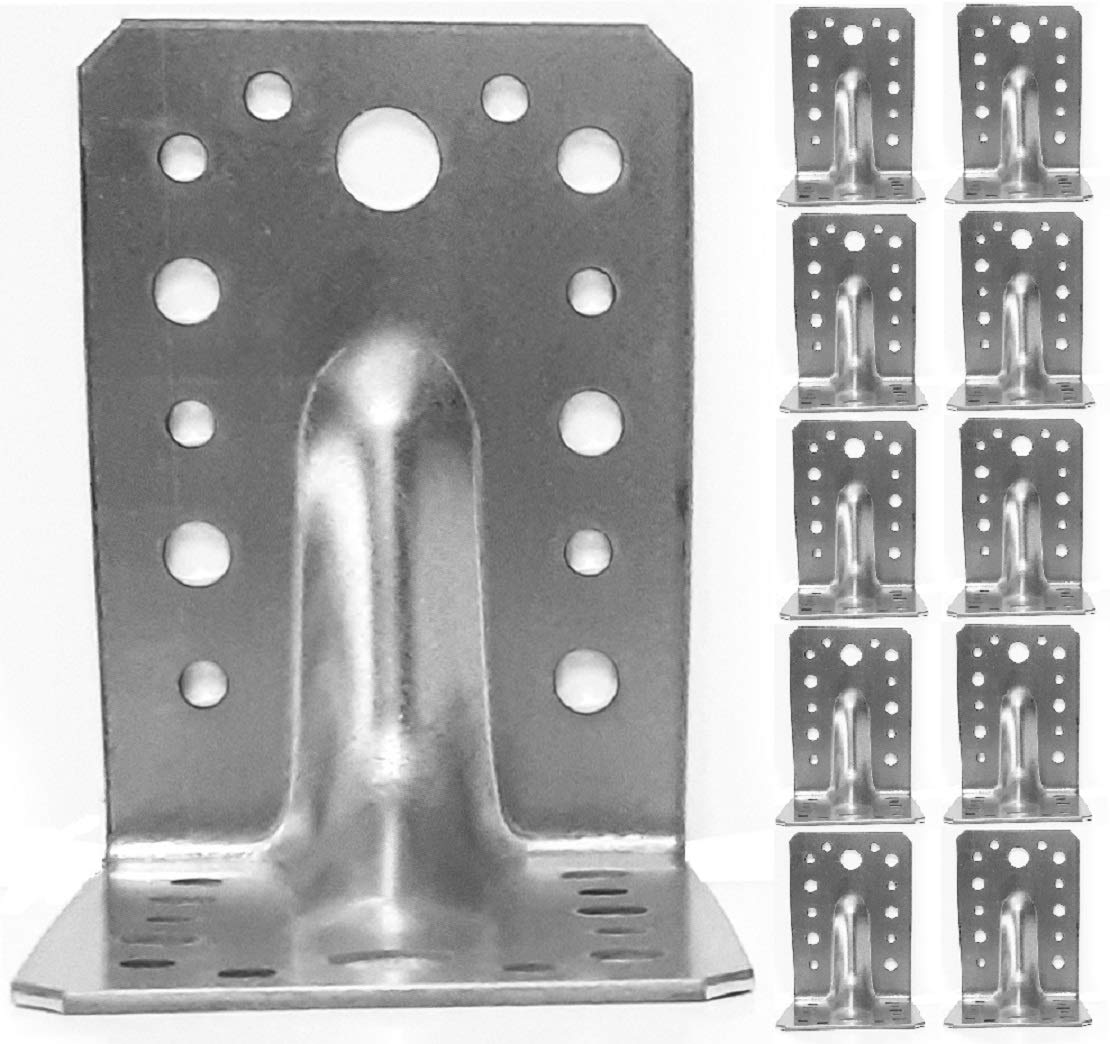 Corner Braces Brackets Plates, Heavy Duty Wooden Angle, Metal Steel Sheet Galvanised 3,54" x 3,54" x 2,56" x0,06 (90 x 90 x 65 x1.5 mm) ART1.5 Pack of 10pcs
