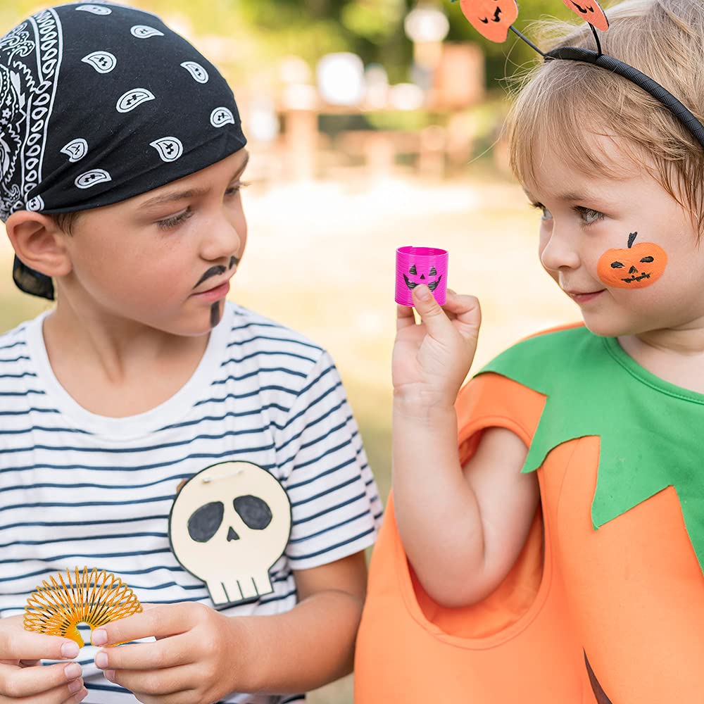 ArtCreativity Jack-O-Lantern Coil Springs, Set of 48, Plastic Pumpkin Mni Slinky Toys in Assorted Colors, Non-Candy Halloween Treats, Spooky Gifts Fun Party Favors, Goodie Bag Fillers for Kids