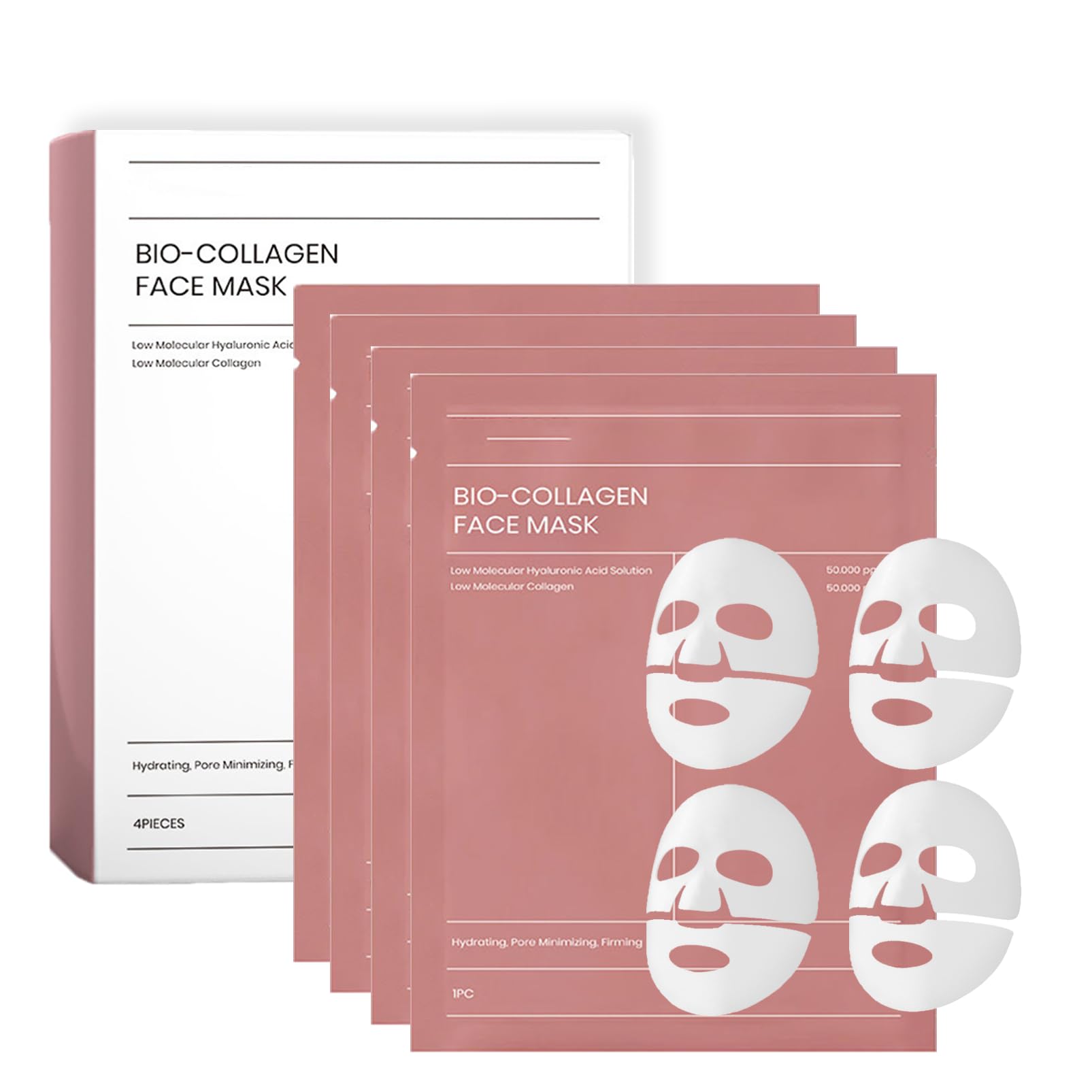 ChicNana Bio Collagen Face Mask, Bio Face Mask, Collagen Real Deep Overnight Masks, Korean Skincare, Face Skincare, Hydrating, Sheet Overnight Beauty (4pcs)