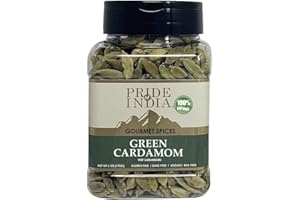 Pride of India – Green Cardamom Whole – Gourmet & Aromatic Spice – Flavoring agent for bakes/teas/drinks & more – Full Bodied Green Pods – 6 oz. Medium Dual Sifter Jar