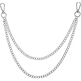 Pants Wallet Chain for Men Women, 13.7 inch Pant Chains Wallet Chains Pocket Chain Jean Chain Double Chain Clothing Accessories (Silver)