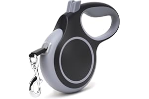 EC.TEAK 26Ft Retractable Dog Leash, Heavy Duty Great Leash for Dog up to 110 lbs, Anti-Slip Rubberized Handle, One-Handed Brake, Strong Nylon Tape, Tangle Free (Large, Black)