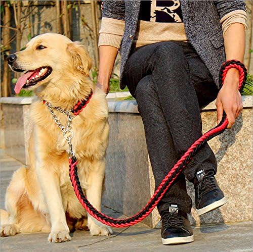 FinerMe Big Dog Leash/dog Chain/traction Rope Adjustable Loop Slip Pet Dog Leashes Rope Snap Training Lead Medium/large/x-large (L(leash diameter 0.79 inch), Red+Black)