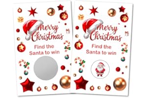 RokAPary Merry Christmas Party Game Scratch Off, Find The Santa Easy to Play Silly Games, Fun Idea, Ice Breaker Activity. Raffle Cards, Set of 40 Cards Made in USA