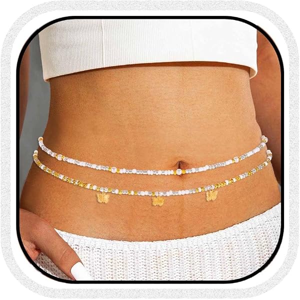10 Chaînes De Taille élastiques Perles Colorées - Style Boho, Pour Femme, Ajustable (env. 80 Cm)