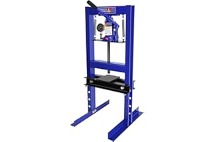 Dithoko Hydraulic Shop Press, 6 Ton H-Frame Garage Floor Mount Press with Adjustable Working Table and Pressure Gauge, Garage Floor Adjustable Shop Press to Bend, Straighten or Press Parts (Blue)