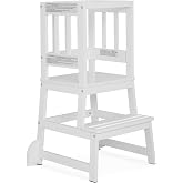 Dream On Me 2-in-1 Funtastic Toddler Tower &amp; Kitchen Step Stool, White