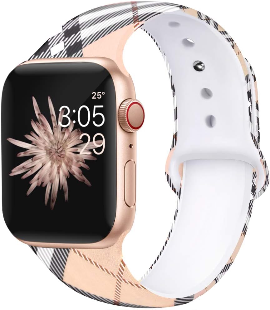 Kaome Floral Bands Compatible with App le Watch Band 38mm 40mm, Soft Silicone Fadeless Pattern Printed Replacement Strap Bands for Women, Compatible with iWatch Series 5/4/3/2/1, M/L