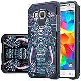 Galaxy Grand Prime Case, Samsung Galaxy Grand Prime [Shock Absorption / Impact Resistant] Hybrid Dual Layer Armor Defender Protective Case Cover for Galaxy Grand Prime, (Tribal Elephant Hybrid)