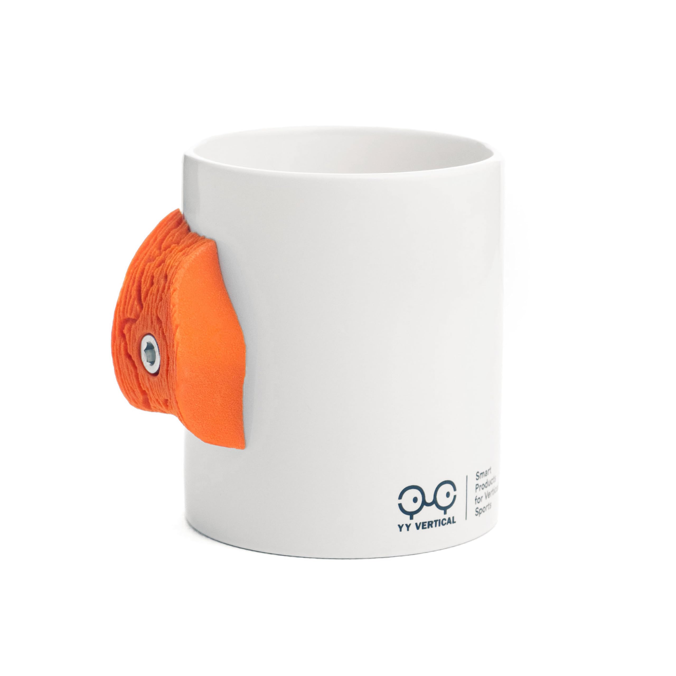 Y+Y Vertical Climbing MUG (Orange) | Rock climber gift with real Climbing Holds | Strengthens your fingers, Orange, green, black
