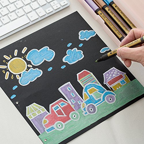 Metallic Markers Paints Pens - Medium Fine Point Metal Art Painting Markers For Gift Card Making, DIY Photo Album, Scrapbooking, Christmas Craft Kids - Works on Most Surfaces - Pack of 10 - Thumbnail 5