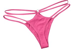 Sexy Thongs for Women G-String Thongs with Double Straps O-Ring Breathable Panties Solid Color Cheek Panty