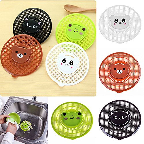 Lovely Animal Sink Strainer Cute Bear Kitchen Bath Hair Catcher Trap Drain Filter Tool Cute Bear 1Pc (black)