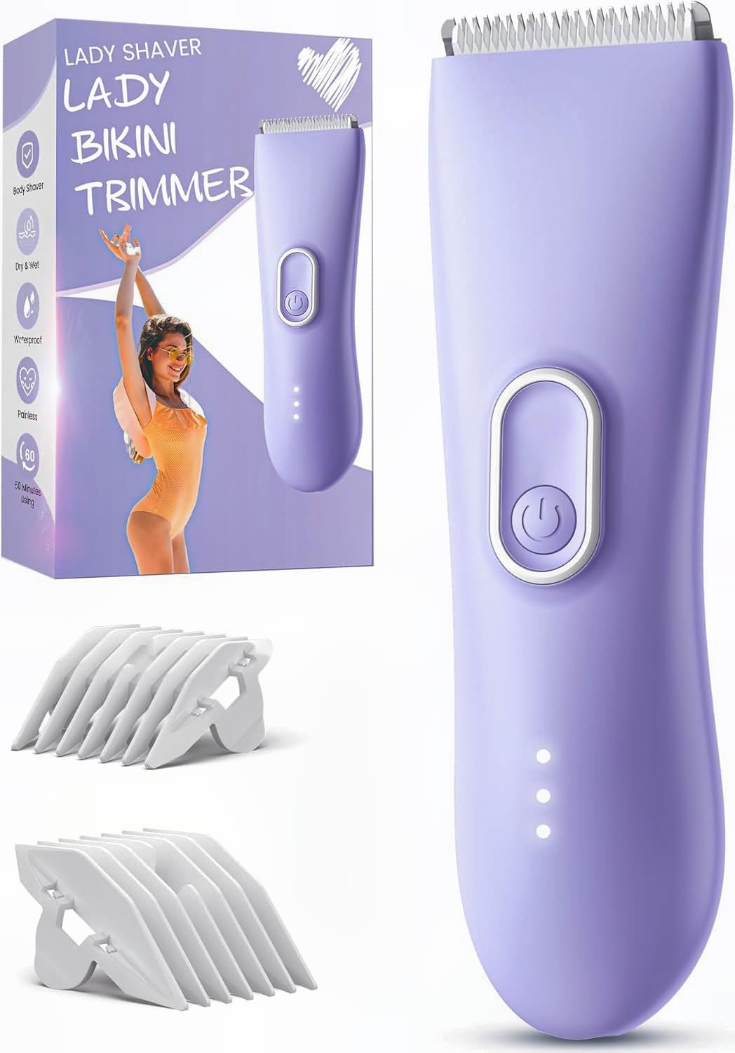 Photo 1 of Bikini Trimmer for Women - Painless Pubic Hair Trimmer with 3 Shaving Speeds, IPX7 Waterproof Electric Razor, Cordless Women’s Bikini Shaver for Sensitive Skin