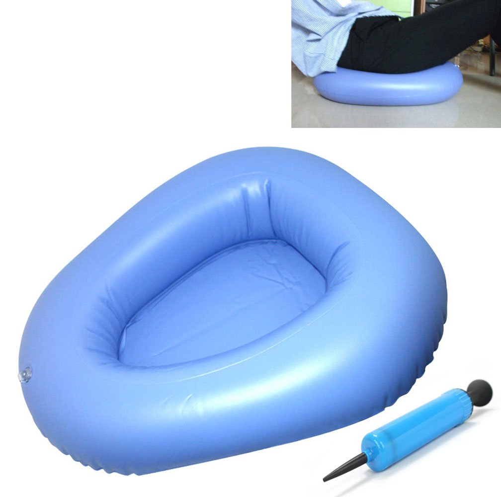 Photo 1 of KIKIGOAL Bigger Washable Portable Air Inflation Blue Bed Pan Bedridden Elderly Inflatable Stool Bedsore Toilet