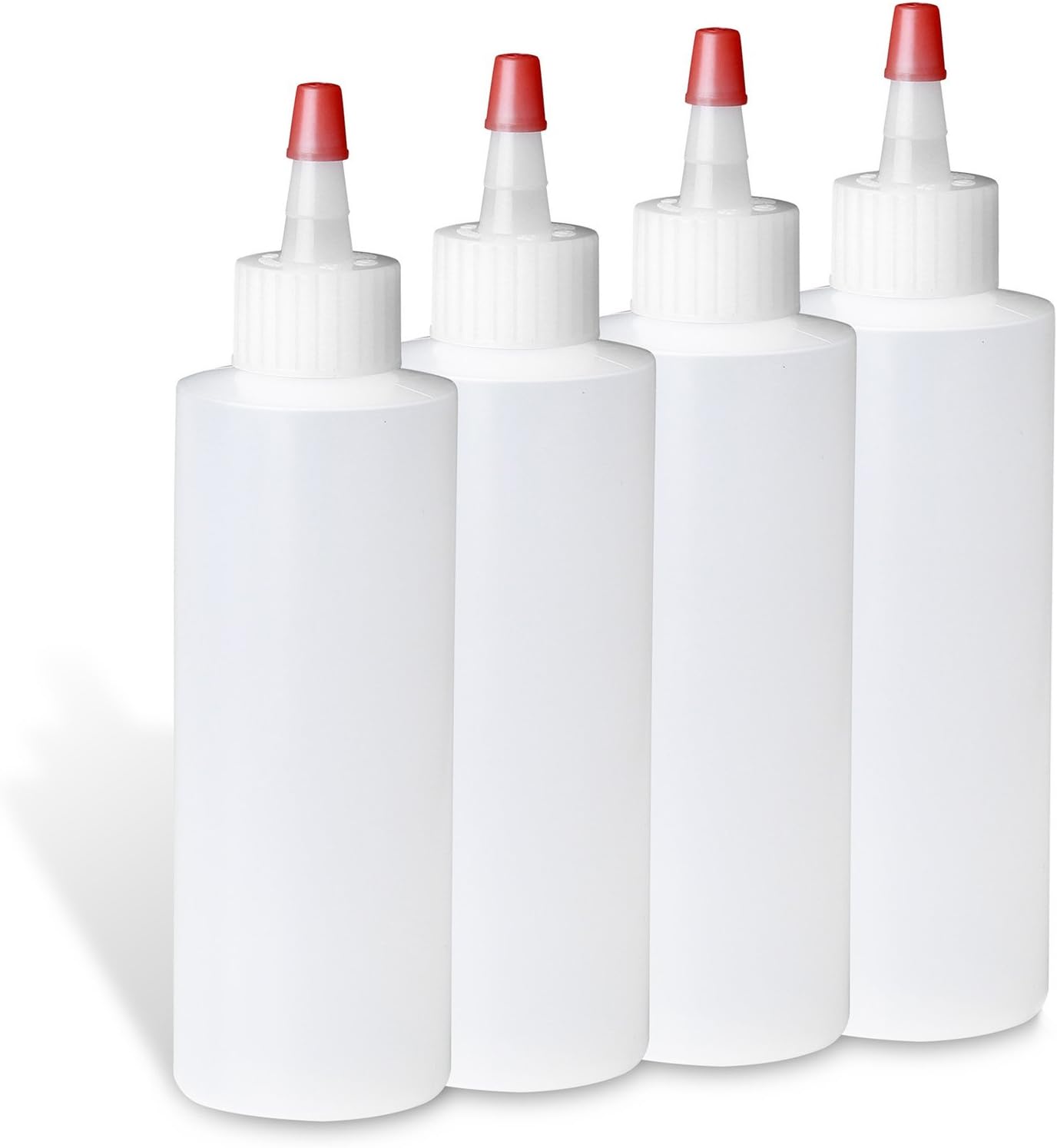 6 Oz Plastic Squeeze Dispensing Condiment Bottles with Red