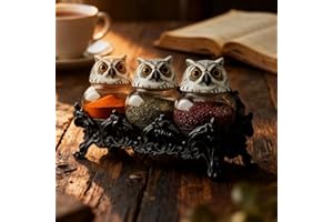 2026 New Handcrafted Owl Apothecary Spice Jars, 3 Piece Set with Owl Lids, Vintage Gothic Food Storage Containers, Frog Spice