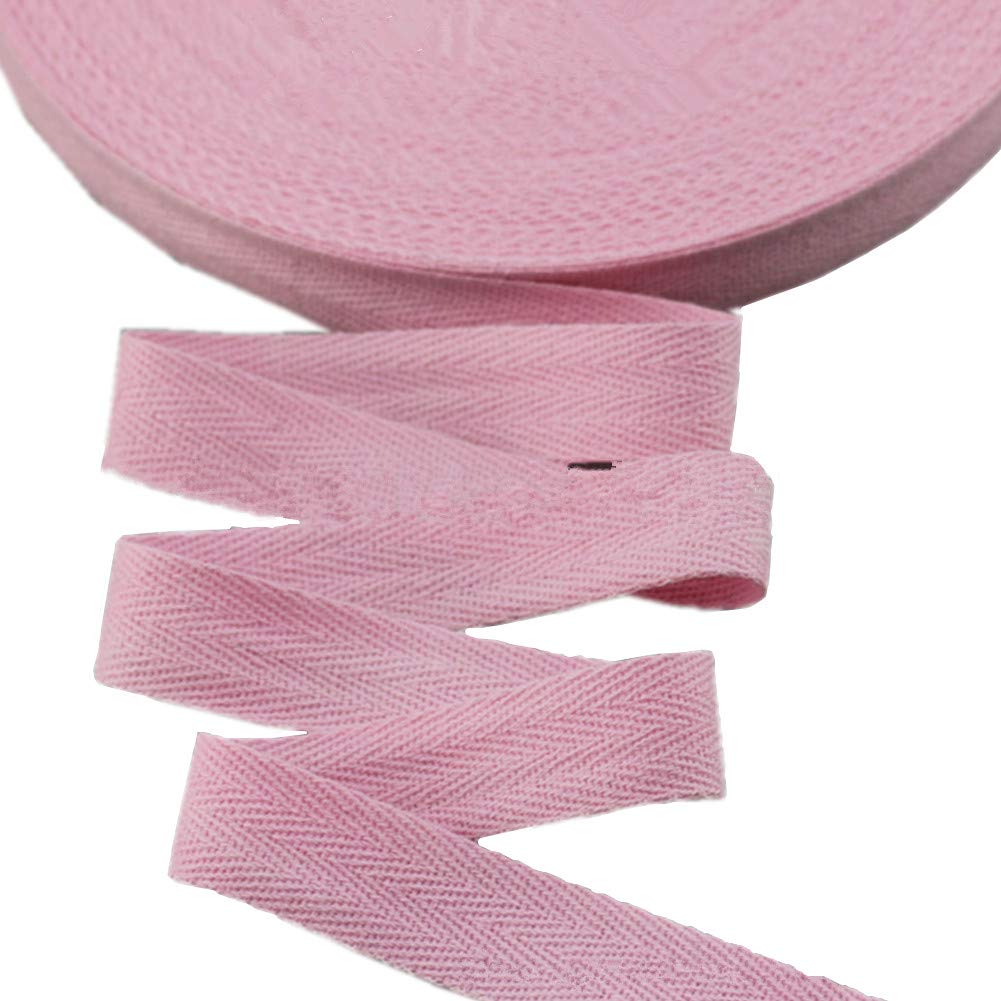 45meters Cotton Ribbon Herringbone Webbing Trim Fabric Tape Tapestry for Bias Binding Gift Wrapping Embellishment Craft Width 20mm (Pink)