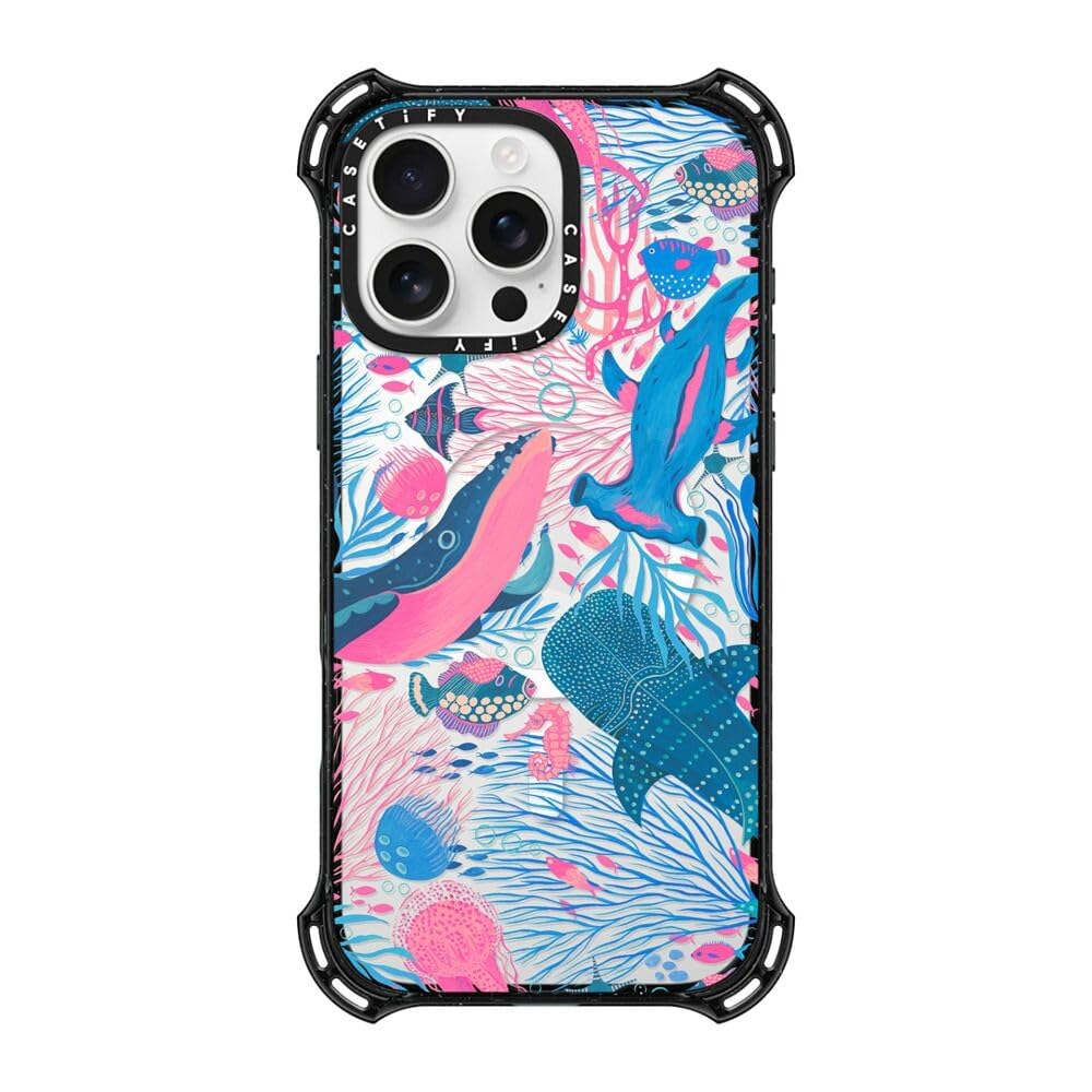 CASETiFY Bounce iPhone 16 Pro Max Case [Shockproof / 21.3ft. 6X Military Grade Drop Protection/Compatible with Magsafe] - Under The Sea - Clear Black