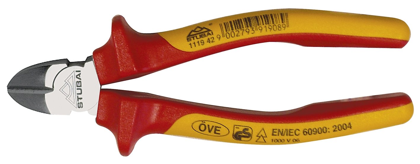 Stubai 111942 Side Cutter with Chrome-Plated Head, Silver/Red/Orange, 160 mm