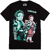 Demon Slayer Oversized Tanjiro Graphics Crew Neck Short Sleeve Men's Black T-Shirt