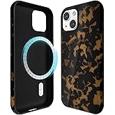 Svanove for iPhone 13/ iPhone 14 Case Tortoise Shell, Compatible with Magsafe Magnetic Phone Case, Girly Cute Trendy Retro Amber Animal Print Aesthetic Design Cool Turtle Shell Hard Case for Women