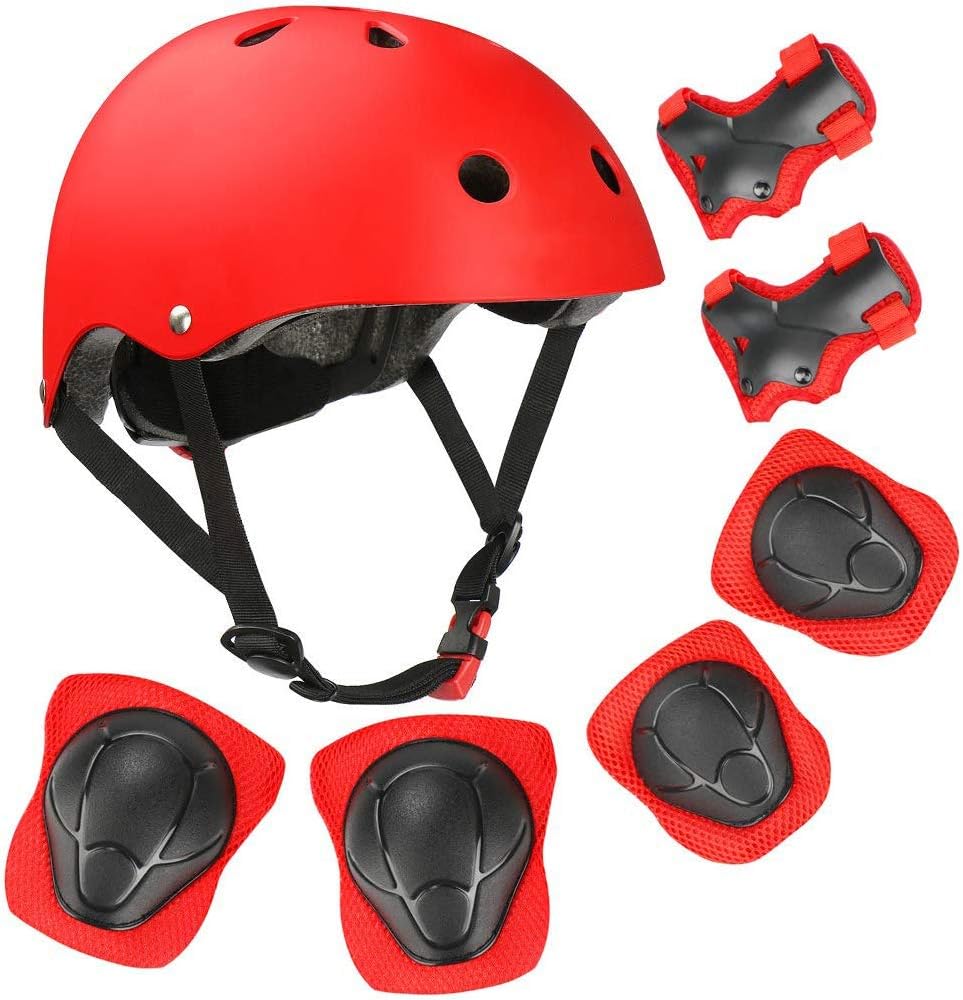 Kids Adjustable Bike Helmet Set, Sports Protective Gear Set Suitable for Ages 3-8 Years Boys Girls, Knee Pads Elbow Pads Wrist Guards for Skateboard, Bike,Roller Skating, Cycling, Scooter, Rollerblade