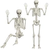5.4FT Posable Halloween Life Size Skeleton, Full Body Realistic Bones with Movable Joints, Giant Skeletons Halloween Decorations for Indoor Outdoor Haunted House Props, Spooky Scene Party Decor 1Pcs