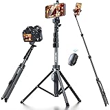 Fugetek 51" Professional Selfie Stick Tripod, 100% All Aluminum Stick & Legs, Lightweight, Detachable Bluetooth Remote, Porta