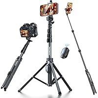 Fugetek 51" Professional Selfie Stick Tripod, 100% All Aluminum Stick & Legs, Lightweight, Detachable Bluetooth Remote, Porta