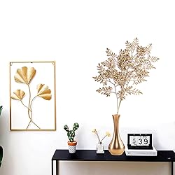 CATTREE Artificial Gold Leaves, Plastic Plants