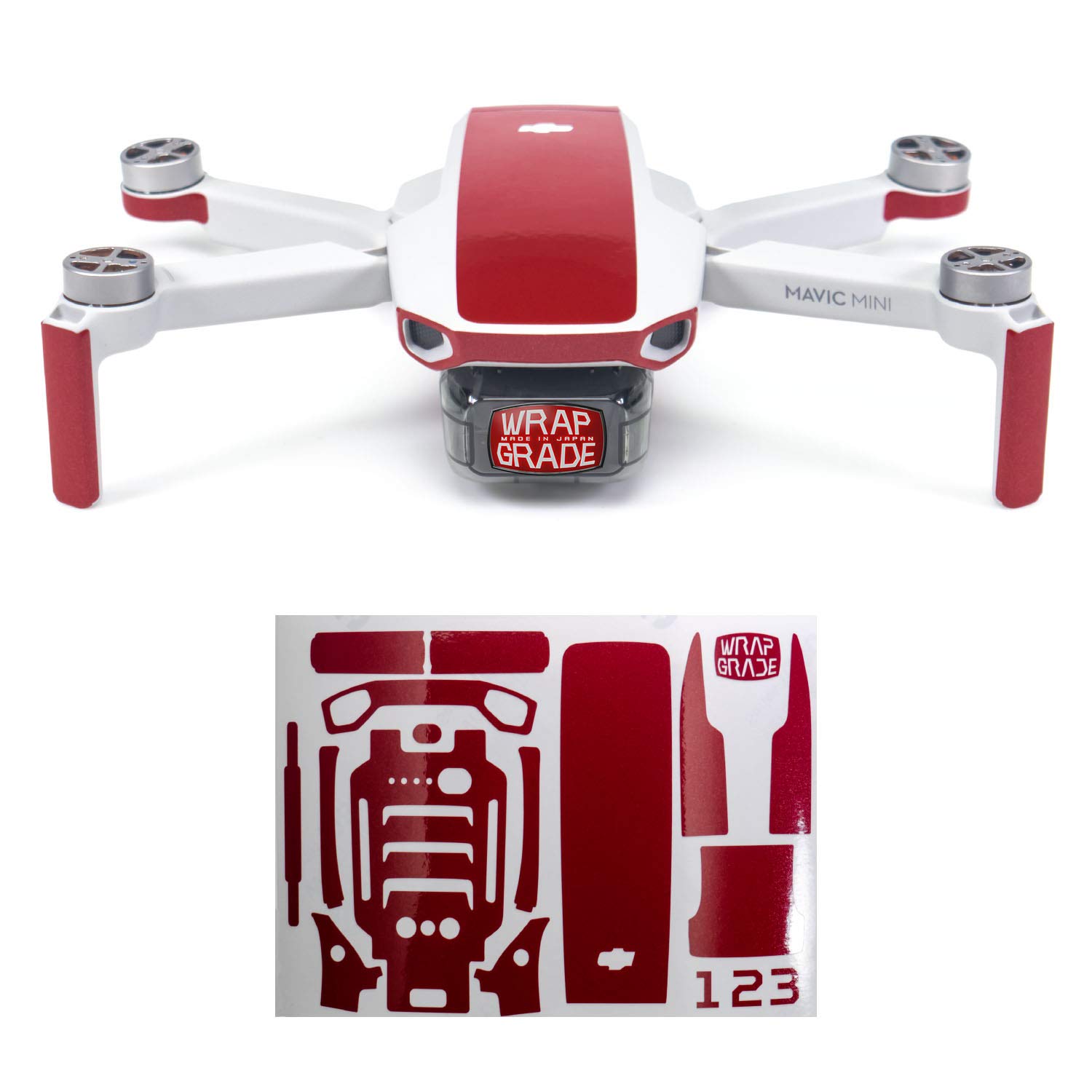 Wrapgrade Skin Sticker Compatible with DJI Mavic Mini | Accent Color (Japan RED)