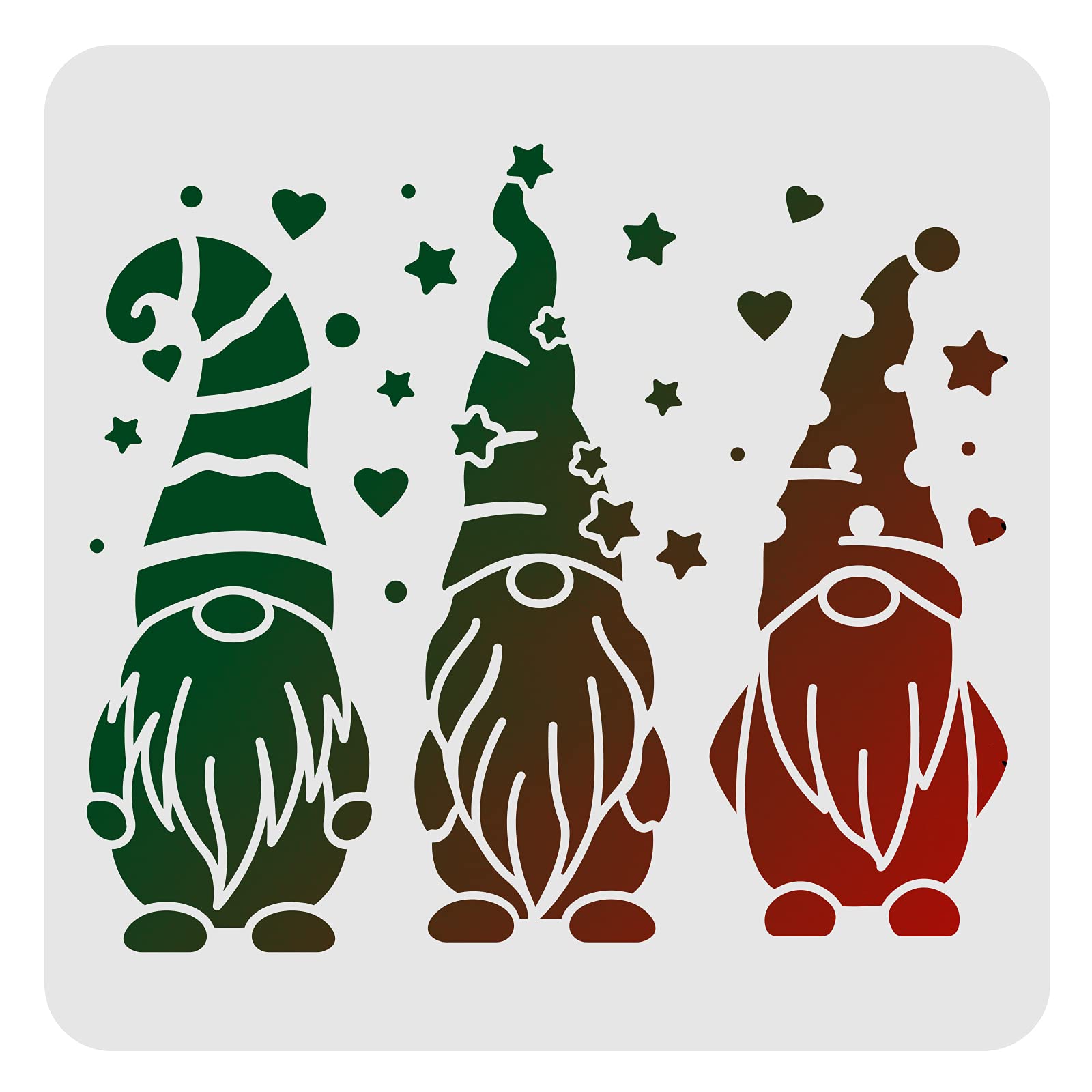 FINGERINSPIRE 3 Gnomes Stencils Decoration Template 30x30cm Plastic Gnome With Hats Drawing Painting Stencils Square Reusable Stencils for Painting on Wood, Floor, Wall and Tile