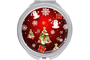 FekiLoot Merry Christmas Makeup Mirror Compact Travel Mirror Portable 2-Sided Pocket Mirror Folding Beauty Mirrors Handheld L