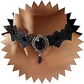 TseanYi Lace Black Choker Necklace Vintage Lace Wide Choker Necklace Black Pearl Lace Necklace Goth Lace Pattern Necklace Short Collar Necklace Jewelry for Women and Girls Cocktail Party
