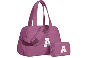 Vogewood Teen Girl Gifts Trendy Stuff-Duffle Bag with Initial, Spend The Night Bags for Women，Gifts for Women-Overnight Bag with Wet Pocket，Travel Bags Personalized Gym Tote with Makeup Pouch