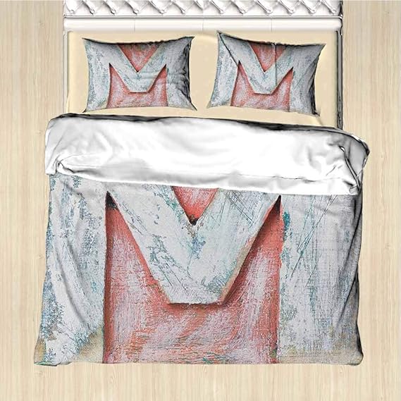 Printed Pattern Bedding Set Letter M Old Wood Capital Letter M Natural