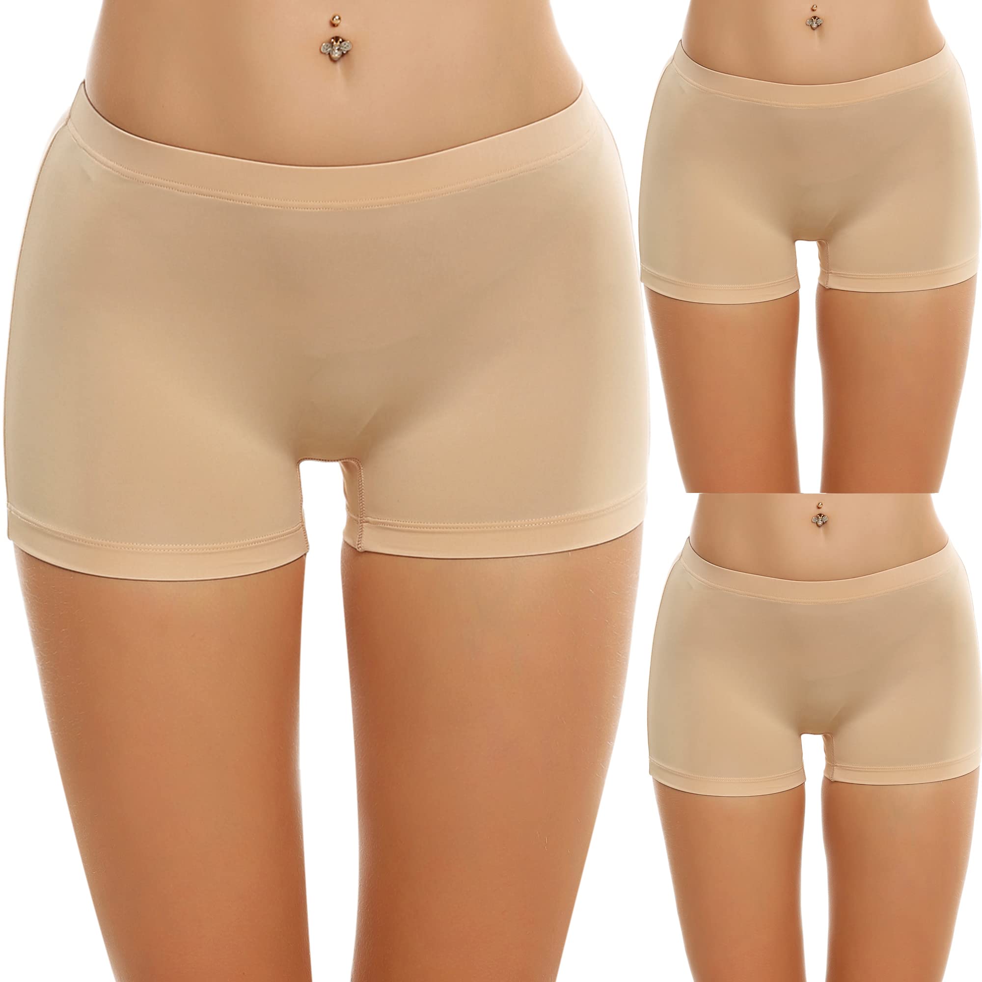 Photo 1 of Ekouaer Boyshort Panties Women's Soft Underwear Briefs Invisible Hipster 3 Pack Seamless Boxer Brief Panties