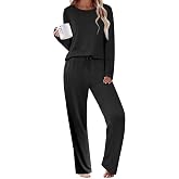 Ekouaer Pajamas for Women Set 2 Piece Pjs Lounge Set Long Sleeve Sleepwear | Sofy Comfy Sleepwear,Pullover Top,Long Pants with Pockets,Fall Loungewear for Sleep,Home,Travel,Daily,Gift
