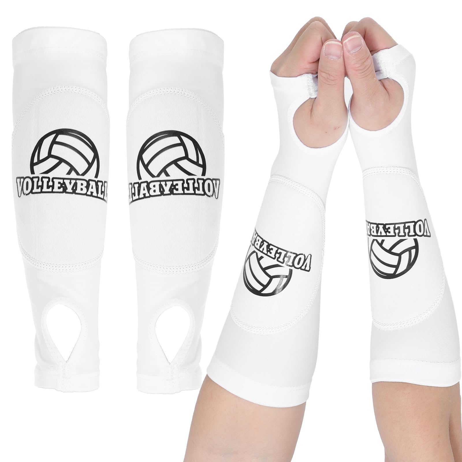 Photo 1 of Ymapinc 1 Pair Arm Sleeves Volleyball, Passing Hitting Forearm Sleeves with Protection Volleyball Arm Pads and Thumb Hole Practice Protection from Sting for Girls Boys Women, White