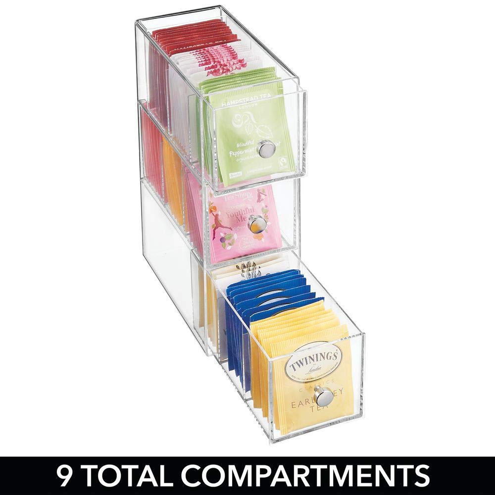 Sugar Packets Countertop Organizer Storage Station with 3 Drawers for