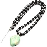 ElisaJewelryArt Natural Raw & Tumbled Crystal Pendant Necklace | Handmade Genuine Gemstone Jewelry with Black Onyx Beads & Hematite Spacers | Adjustable Unisex Statement Necklace Gift