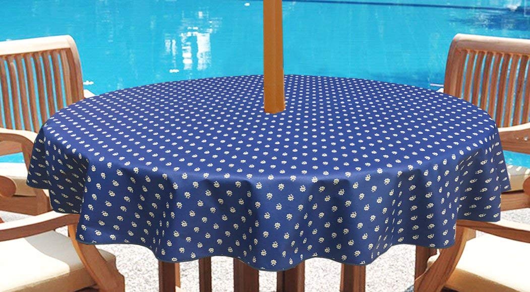 Umbrella Hole Round Outdoor Tablecloth 60 inches Avignon