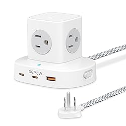 DEPOW Power Strip Tower with USB-C, Small Surge
