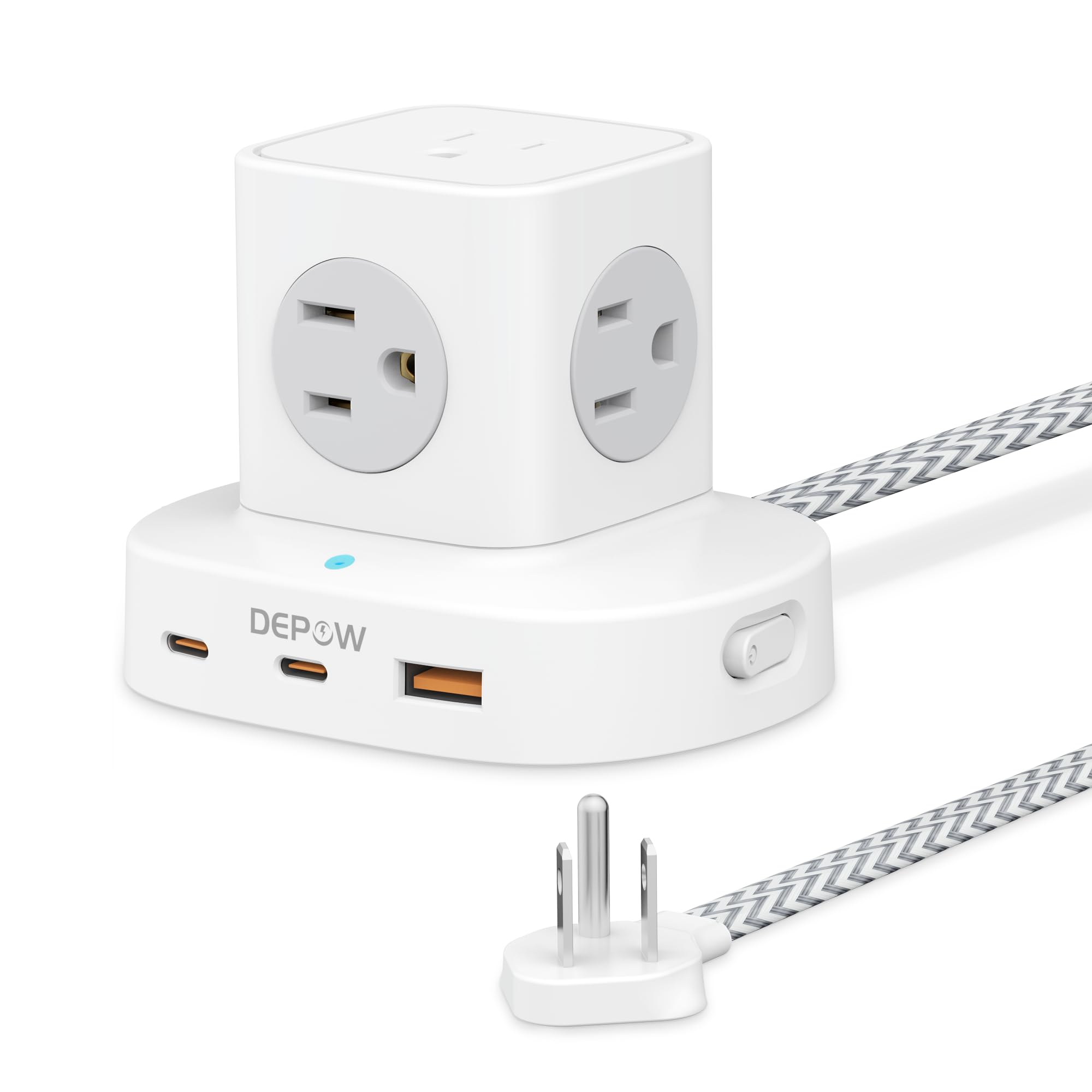 DEPOW Power Strip Tower with USB-C, Small Surge