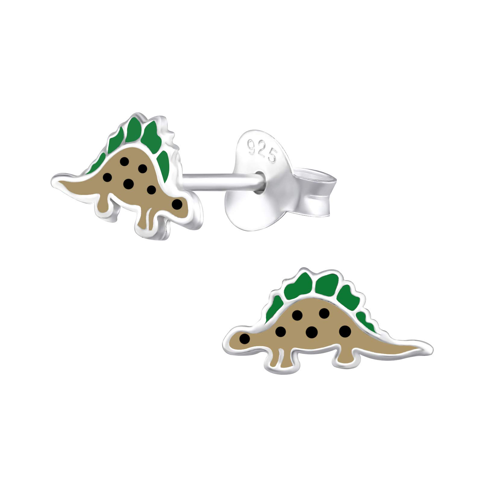 925 Sterling Silver Lightweight Hollow-Back Dinosaur Stud Earrings for Women & Girls – Cute Fantasy Jewellery Gift Boxed