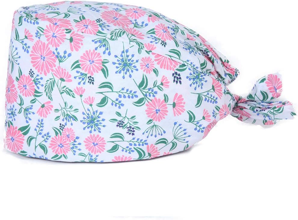 Adjustable Bouffant Scrub Caps Sweatband Doctor Nurse Surgery Hat Cotton