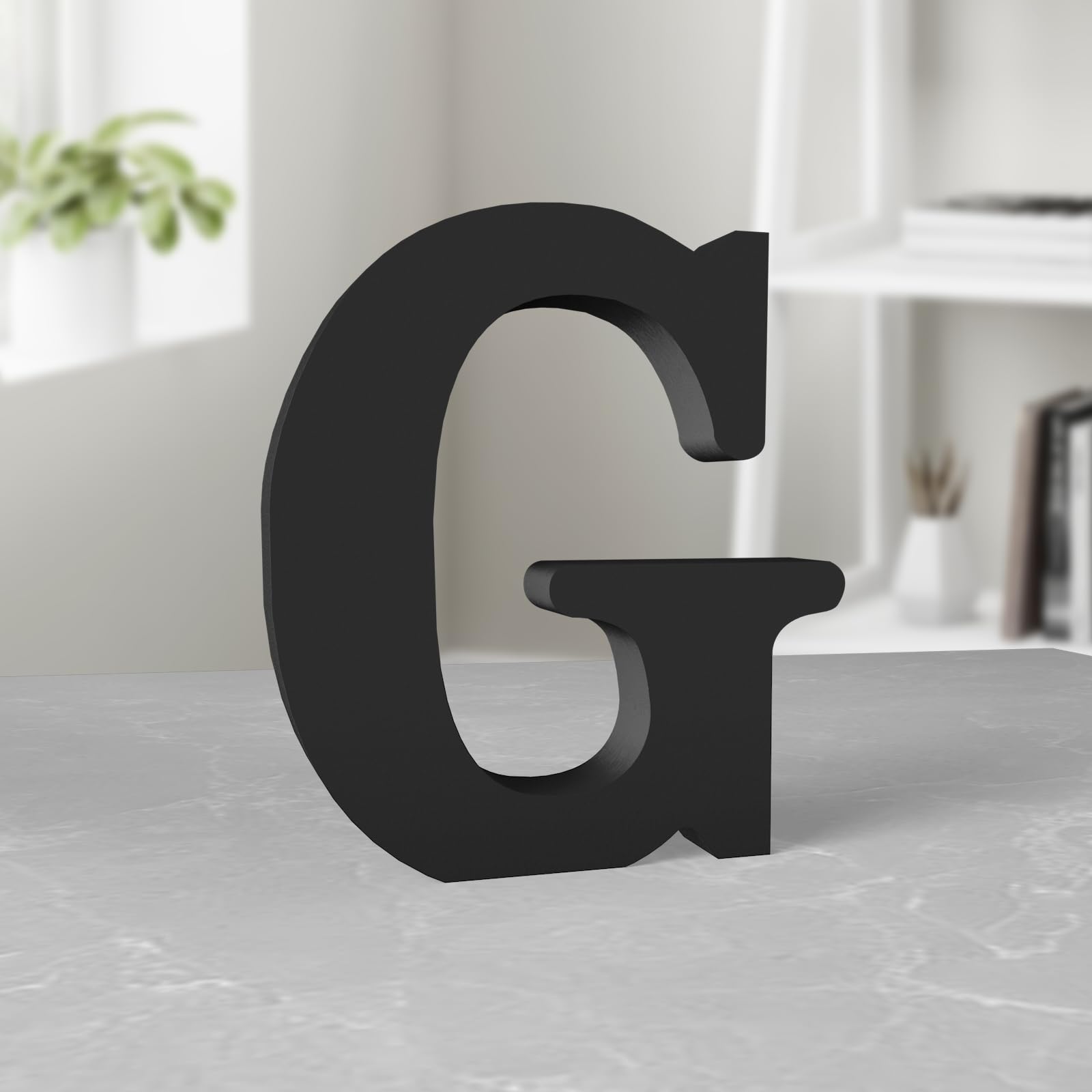 Aruatu 6 Inch Black Wood Letter for Wall Decor, Standing Decorative Letters Slices Sign Board Decoration for Craft Home Party Projects (G)