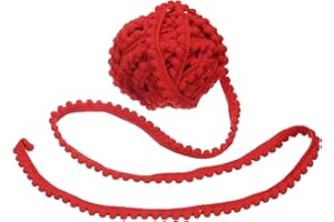 uxcell 8.5 Yards Pom Trim Ribbon, 0.5" Wide Red Pom Ball Fringe Trim Sewing Fringe Fabric Trim Ribbon for DIY Crafts Curtain Clothes Pillow Home Decoration
